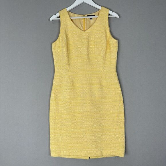 Etcetera Womens Dress 10 Yellow Tweed Shift Cocktail Tea Party Elegant Timeless - Picture 1 of 12